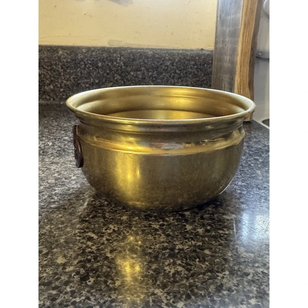 Vintage Brass trinket candy dish planter‎ plant pot vase copper detail